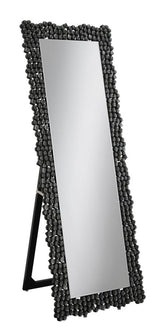 Coaster McKay Textural Frame Cheval Floor Mirror Silver and Smoky Grey Model 961422